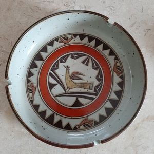 VINTAGE OTAGIRI Trinket Tray. Roadrunner Design. Speckled stoneware.